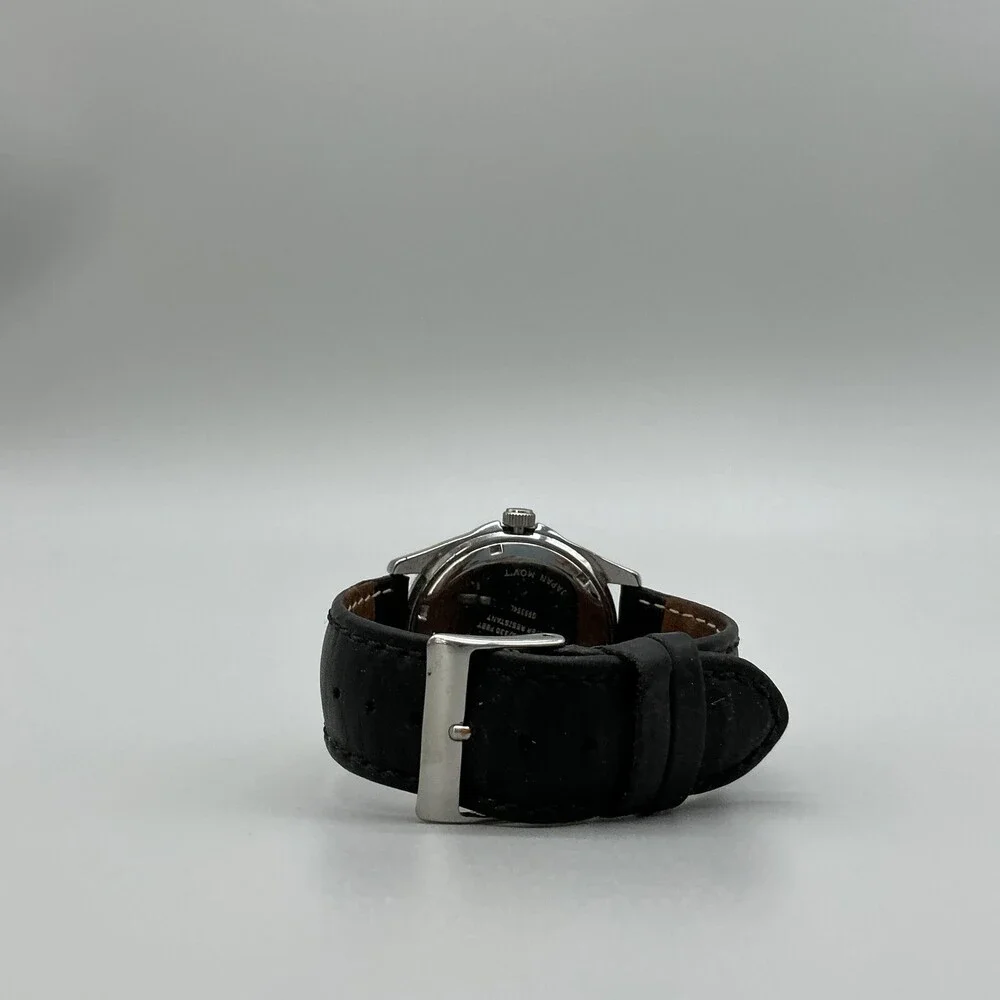 Guess Waterpro Womens Watch 38mm MOP Dial Black Leather Crystals New Battery